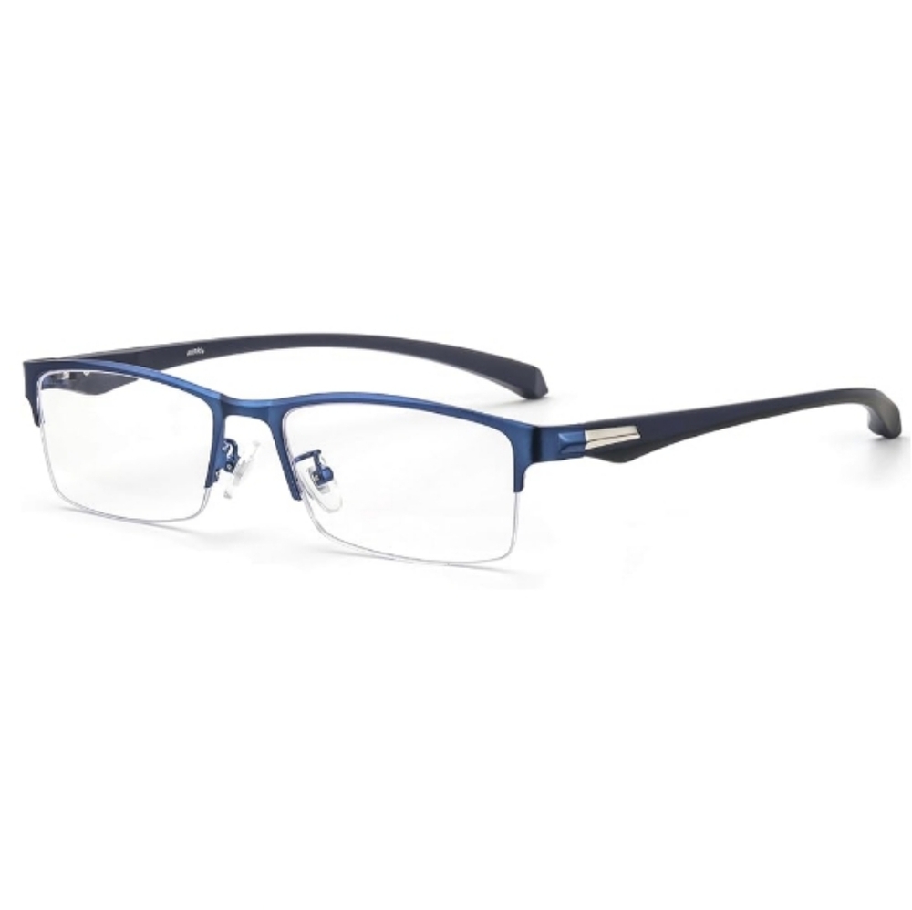 Blue Light Blocking Anti Eyestrain Lens Eyeglasses Semi Rimless Blue